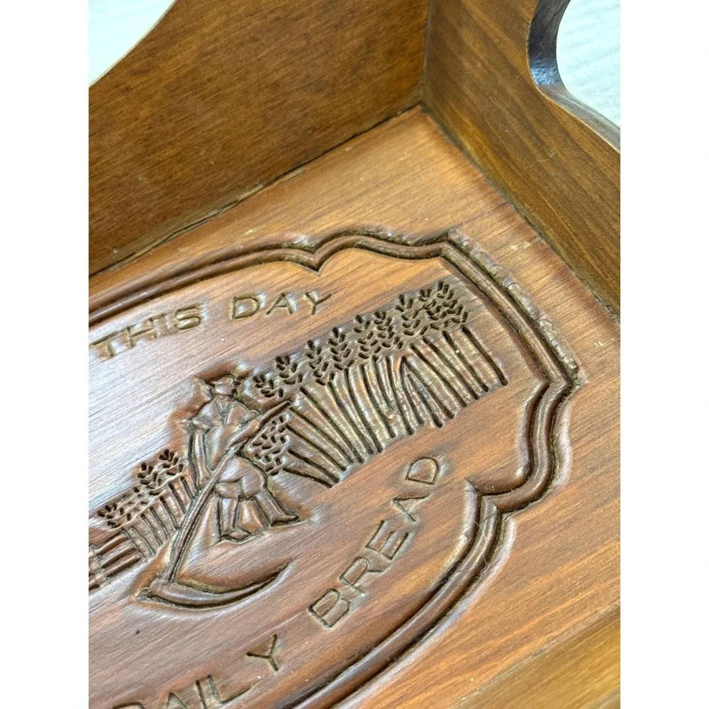 Cape Craftsmen Wood Bread Tray Give Us This Day Our Daily Bread Harvest Carved